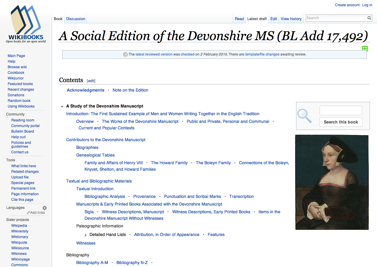   Figure 2: Title page of A Social Edition of the Devonshire Manuscript