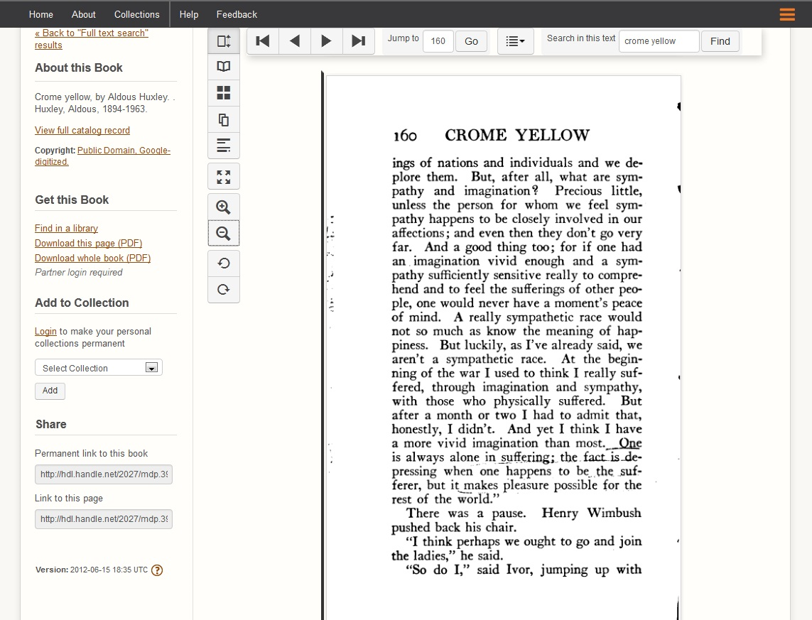 Figure 9: Crome Yellow in the Hathi Trust