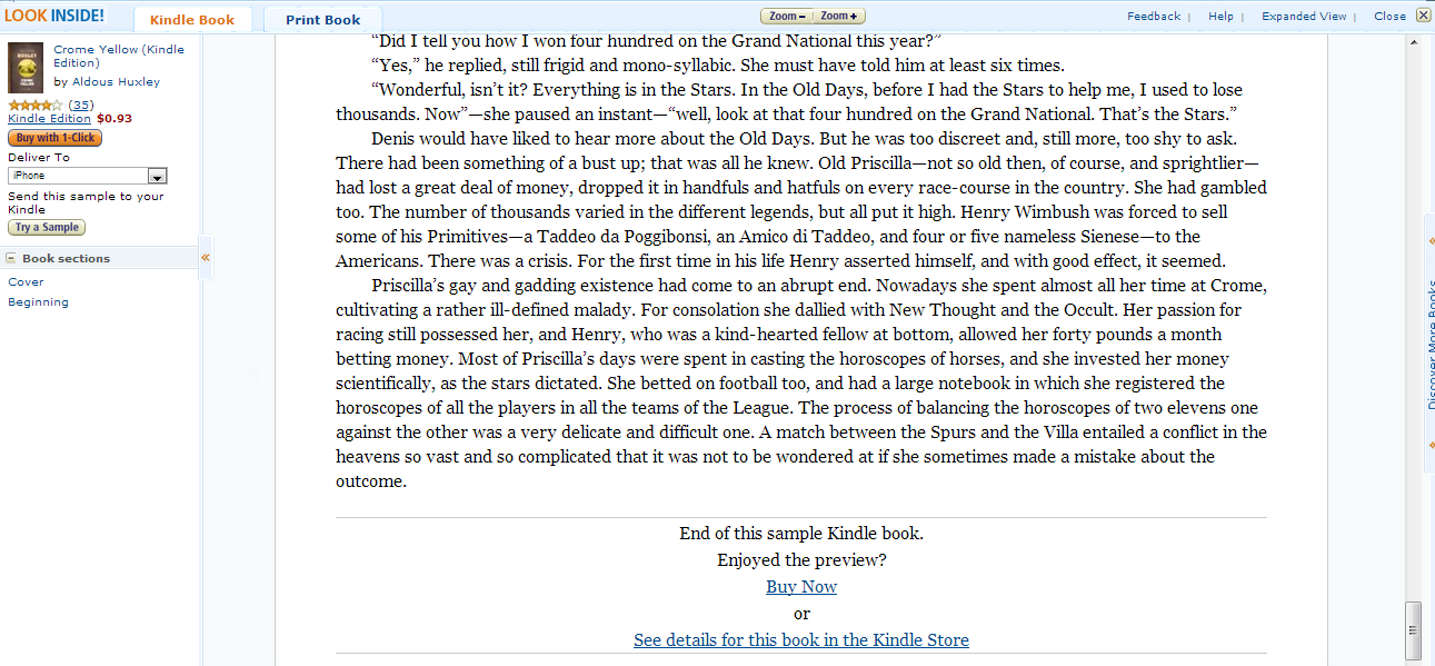 Figure 11: Amazon’s short preview of Crome Yellow